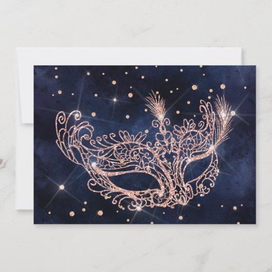 Invitation Masquerade rose or parties scintillant quinceanera (Dos)