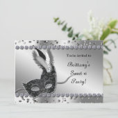 Invitation Masquerade Silver & Black Mask Party (Debout devant)