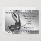 Invitation Masquerade Silver & Black Mask Party (Dos)