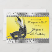 Invitation Masquerade Silver et Jaune Party (Devant)