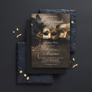 Invitation Masquerade Soiree Couple Moody 50e anniversaire