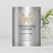 Invitation Masquerade Sparkly Parties scintillant or argent Q (Debout devant)
