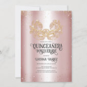 Invitation Masquerade Sparkly Parties scintillant or argent Q (Devant)