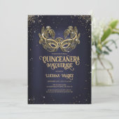 Invitation Masquerade Sparkly Parties scintillant or bleu Qui (Debout devant)