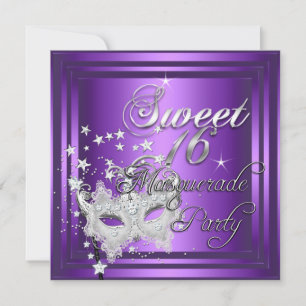 Invitation Masquerade sucré 16 Seize Anniversaire violet blan