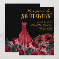 Masquerade Sweet 16 Black Red Gold 16e anniversair