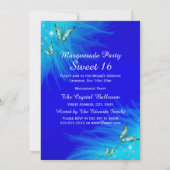 Invitation Masquerade Sweet 16 Masque Diamant Bleu Turquoise (Dos)
