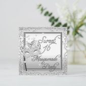 Invitation Masquerade Sweet 16 Seize Anniversaire Blanc (Debout devant)