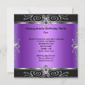Invitation Masquerade Sweet 16 Seize Anniversaire Violet Noir (Dos)