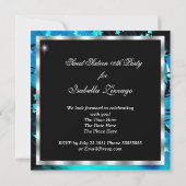 Invitation Masquerade Sweet 16 Turquoise Masque de plumes noi (Dos)