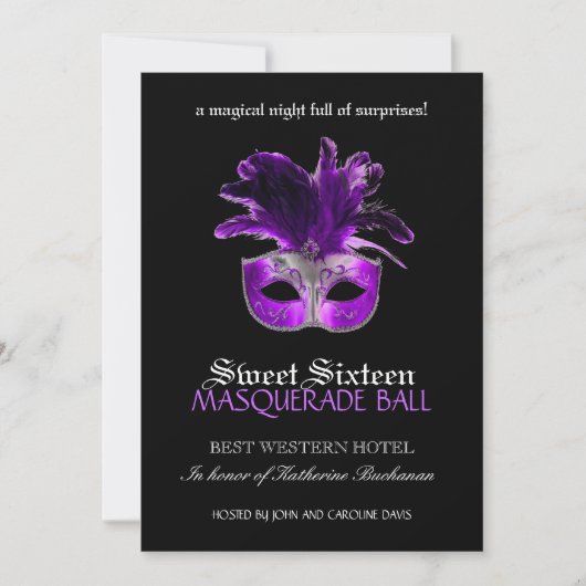 Invitation Masquerade Sweet sixteen (Devant)