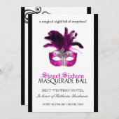 Invitation Masquerade Sweet sixteen (Devant / Derrière)