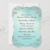Invitation Masquerade Turquoise Argent pour Quince (Dos)