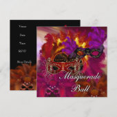 Invitation Masques Bal Masqué Fête 6 (Devant / Derrière)