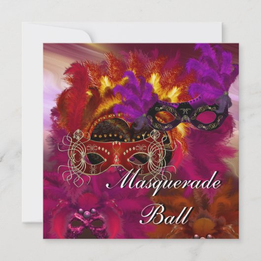 Invitation Masques Bal Masqué Fête 6 (Devant)