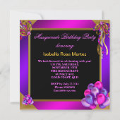 Invitation Masques de Mascarade Rose Violet Bleu Vert Anniver (Dos)