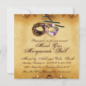 Invitation MASQUES DE MASQUERADE DU MARDI GRAS Masque de luxe (Dos)
