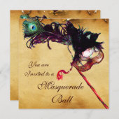 Invitation MASQUES DE MASQUERADE DU MARDI GRAS Masque de parc (Devant / Derrière)