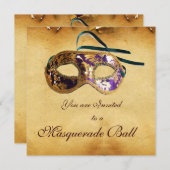 Invitation MASQUES DE MASQUERADE DU MARDI GRAS Masque de parc (Devant / Derrière)