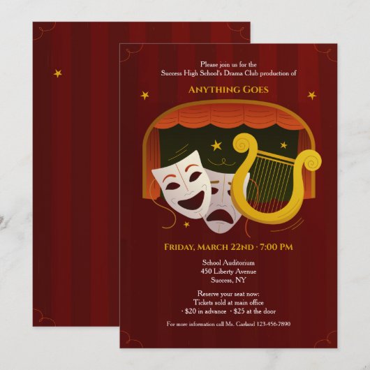 Invitation Masques de théâtre (Devant / Derrière)