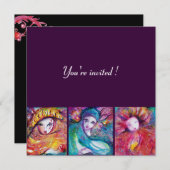 Invitation MASQUES EN BLEU ROUGE JAUNE VÉNÉTIENNE Fête Mascar (Devant / Derrière)