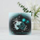 Invitation Masques sarcelle fête Sweet 16 (Debout devant)