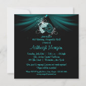 Invitation Masques sarcelle fête Sweet 16 (Dos)
