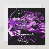 Invitation Masques violet noir Masquerade bal (Devant)
