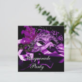 Invitation Masques violet noir Masquerade Ball Party 2 (Debout devant)