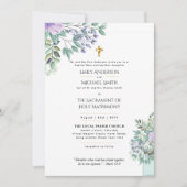 Invitation Masse nuptiale violette florale Mariage catholique (Devant)
