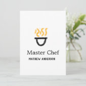 Invitation Master chef add name black pan yellow fire fume co (Debout devant)