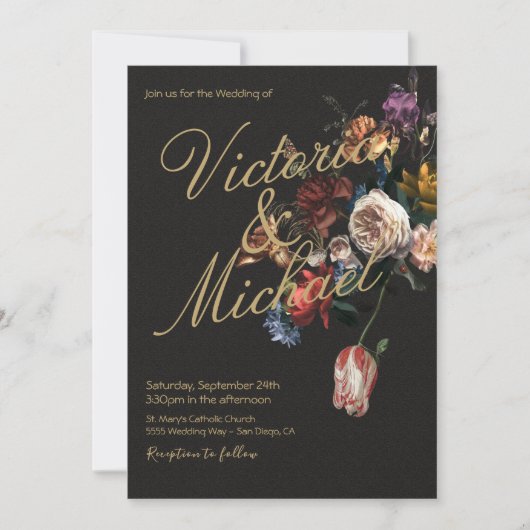 Invitation Master Floral Dark & Moody Mariage (Devant)