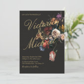 Invitation Master Floral Dark & Moody Mariage (Debout devant)
