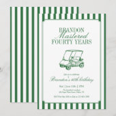 Invitation Mastered Forty Years Golf 40th Birthday Green  (Devant / Derrière)