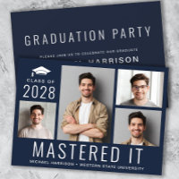Masters Degree Photo Blue Graduation Party