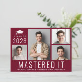 Invitation Masters Degree Photo Burgundy Graduation Party (Debout devant)
