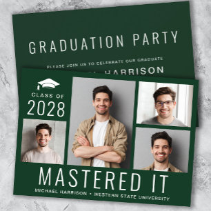 Invitation Masters Degree Photo Green Graduation Party