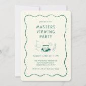Invitation Masters Golf Viewing Watch Party Hand Drawn Green (Devant)