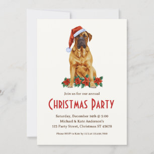 Invitation Mastiff dans une fête de Noël de Chien Blanc de Pè