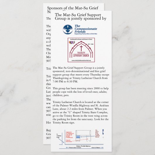 Invitation Mat-Su Grief Support Group Advertisement  (Devant / Derrière)