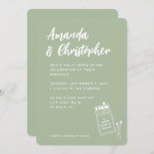 Invitation Match Fabriqué dans le ciel Mariage rétro Sage ver (Devant / Derrière)