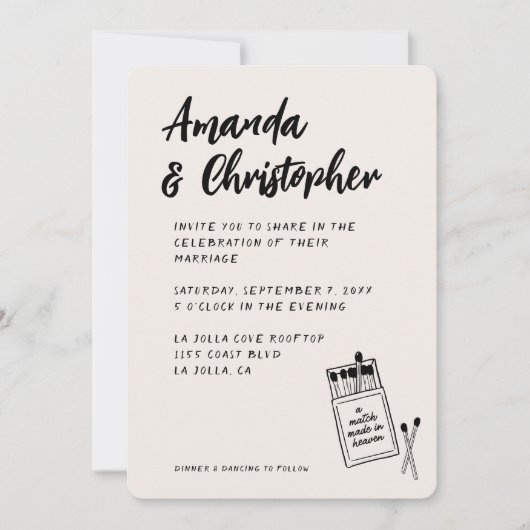 Invitation Match Fabriqué dans le ciel Retro Élégant Mariage  (Devant)