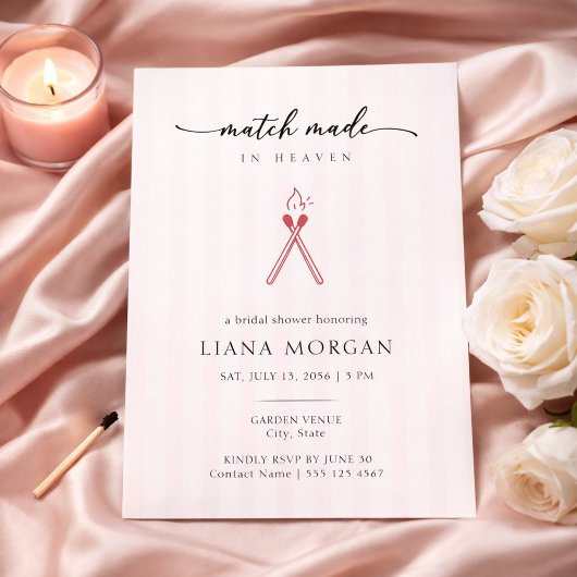 Invitation Match Made in Heaven Romantic Bridal Shower