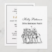 Invitation Match Polo Stylisé vintage Dessin #1 Noir (Devant / Derrière)