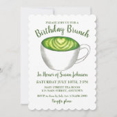 Invitation Matcha Green Tea Latte Party Anniversaire Brunch (Devant)