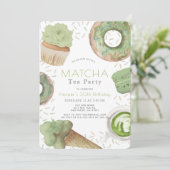 Invitation Matcha Sweets Green Tea Party Adulte Anniversaire (Debout devant)