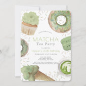 Invitation Matcha Sweets Green Tea Party Adulte Anniversaire (Devant)