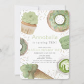Invitation Matcha Sweets Green Tea Party Fille Anniversaire (Devant)