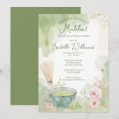 Invitation Matcha Tea Bridal Shower Green Tea Party (Devant / Derrière)