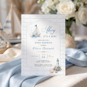 Invitation Matelot C'est un Garçon Baby Shower Bateau à Voile